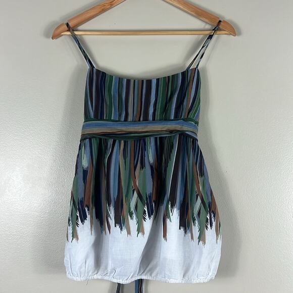 BCBGMaxAzria 100% Cotton Multicolor Striped Spaghetti Strap Top - Picture 1 of 5